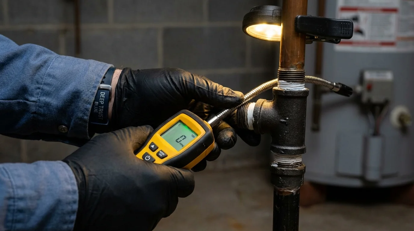 Gas leak detection with electronic sniffer by Johns Plumbing LLC in Wanchese