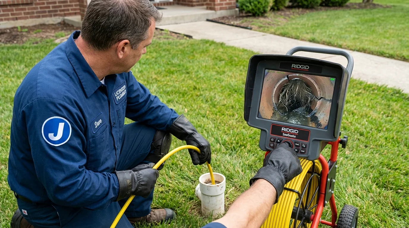 Sewer camera inspection being performed by Johns Plumbing LLC in Wanchese