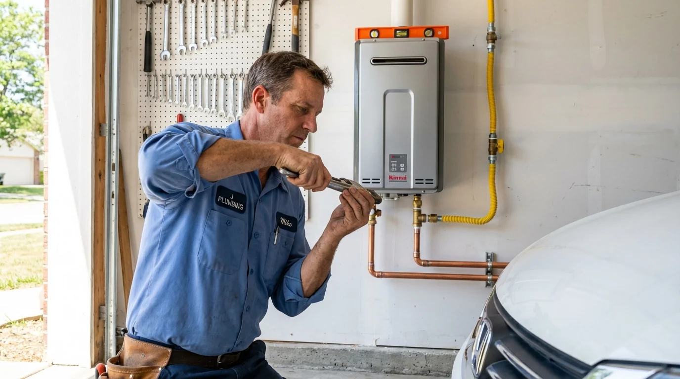 Tankless water heater installation by a Johns Plumbing LLC plumber in Wanchese